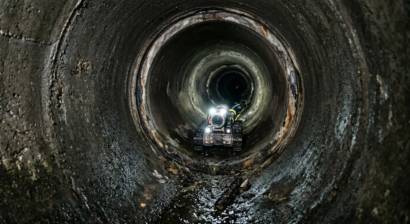 Robotic sewer camera inspecting pipe interior for Sewer Line Cleaning in Buffalo